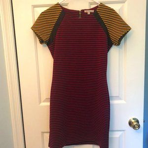 Lucca Couture colorblock striped bodycon black/magenta/yellow dress size M